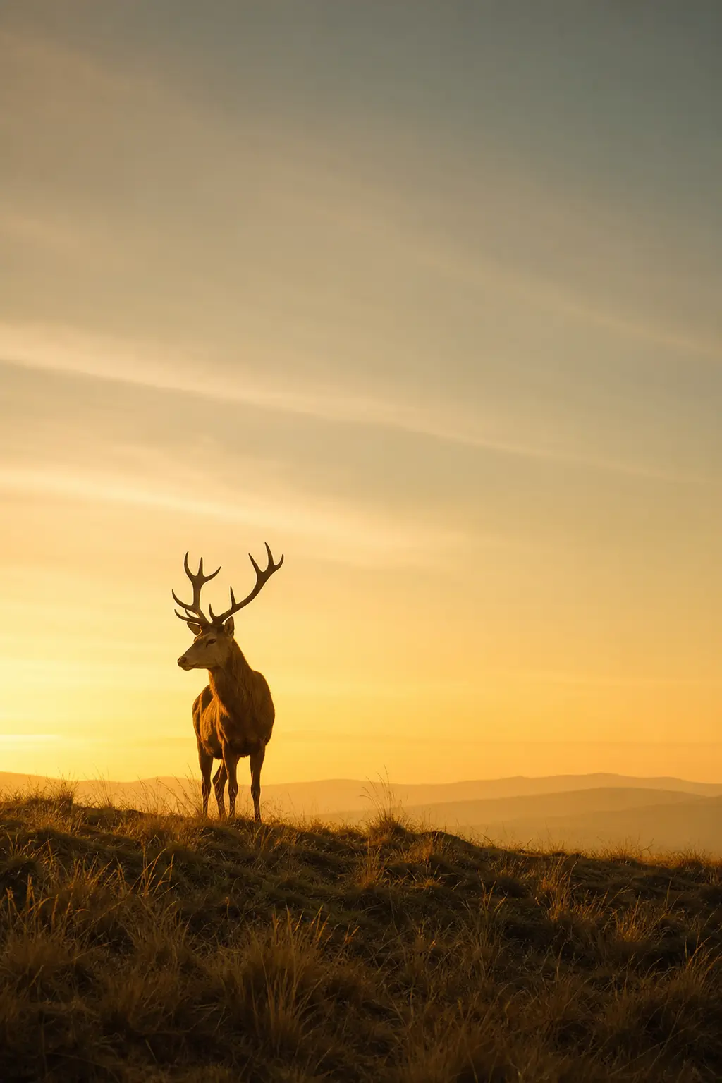 Golden Hour Stag Minimalist Nature Wall Art Ideas