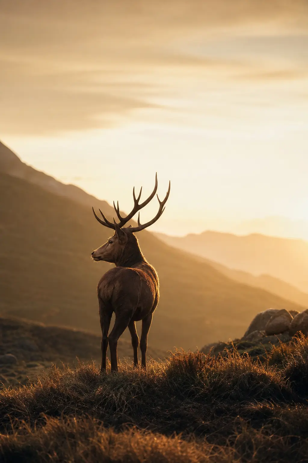 Golden Hour Stag Minimalist Nature Wall Art Ideas