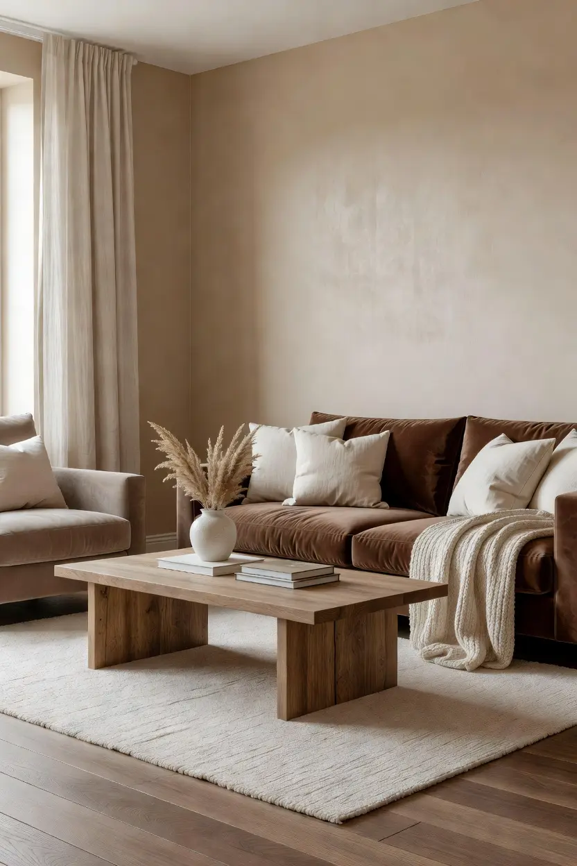 Cozy Brown and Cream Living Room Decor Ideas