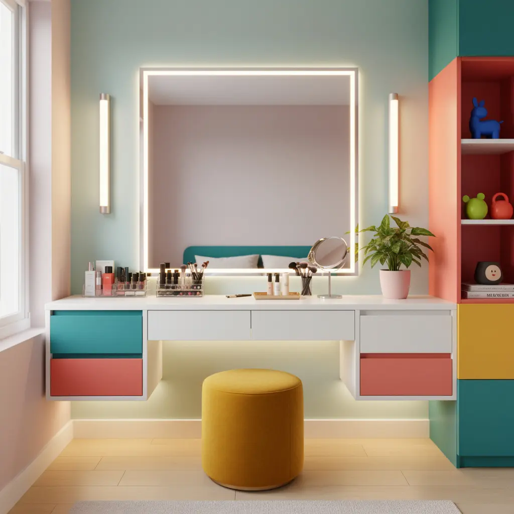 Modern Colorful Pop Vanity Corner Ideas