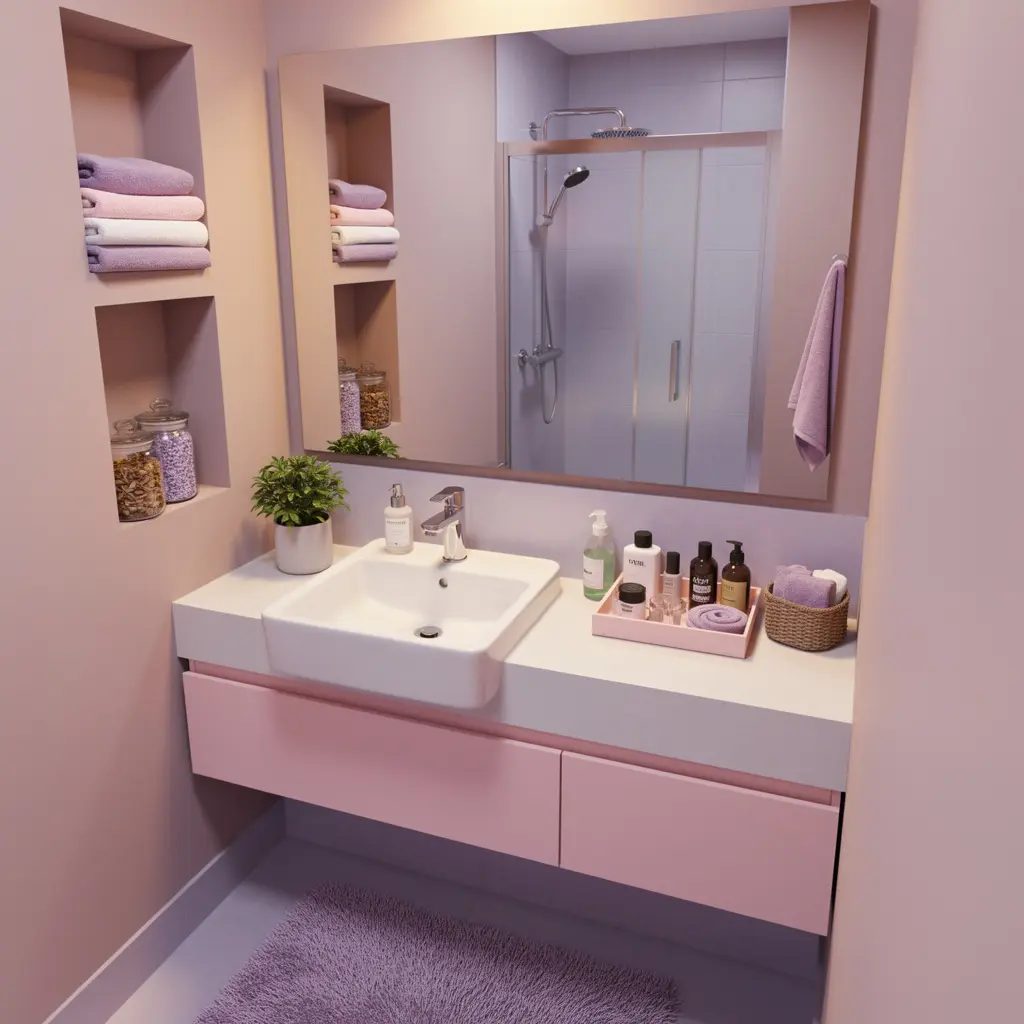 Pink and Purple Cozy Bathroom Aesthetic Ideas