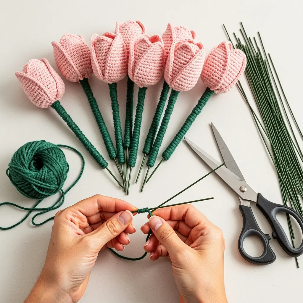 Pink Crochet Tulip Bouquet DIY