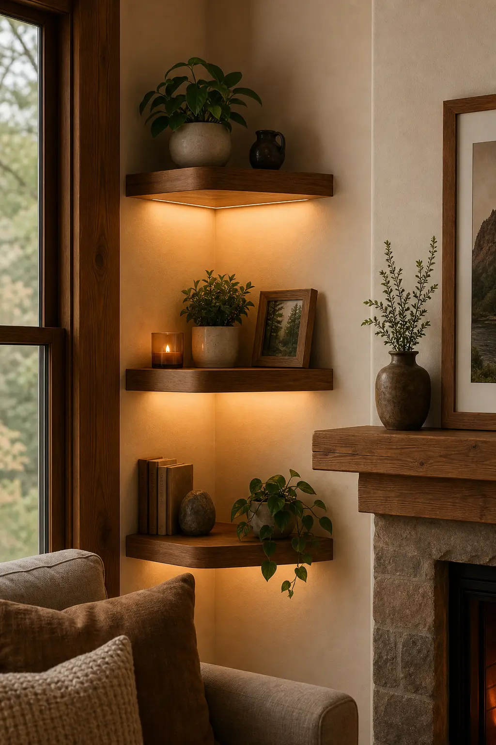 Cozy Floating Corner Shelf Ideas