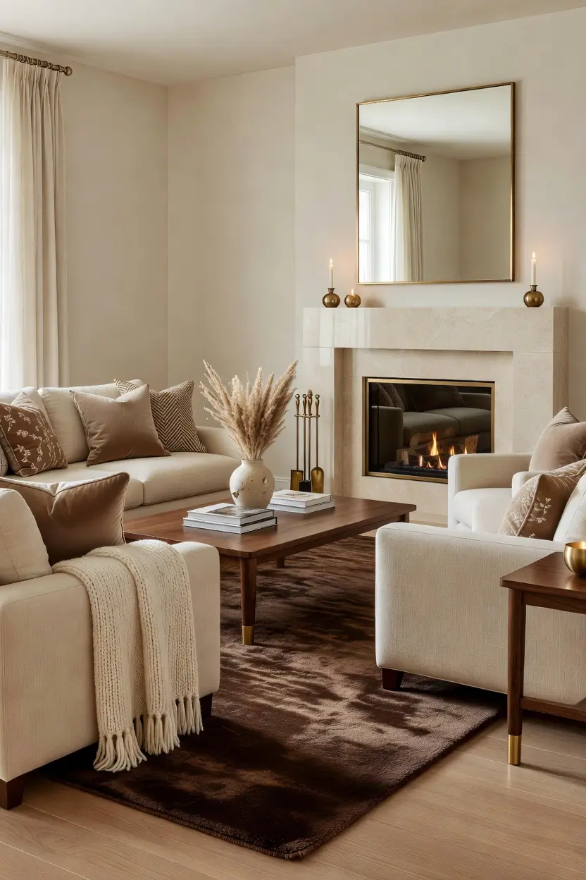 Cozy Brown and Cream Living Room Decor Ideas