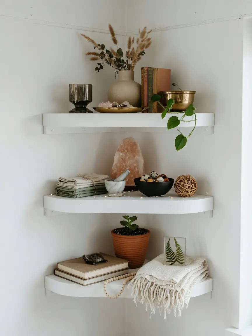 White Corner Wall Shelf Ideas