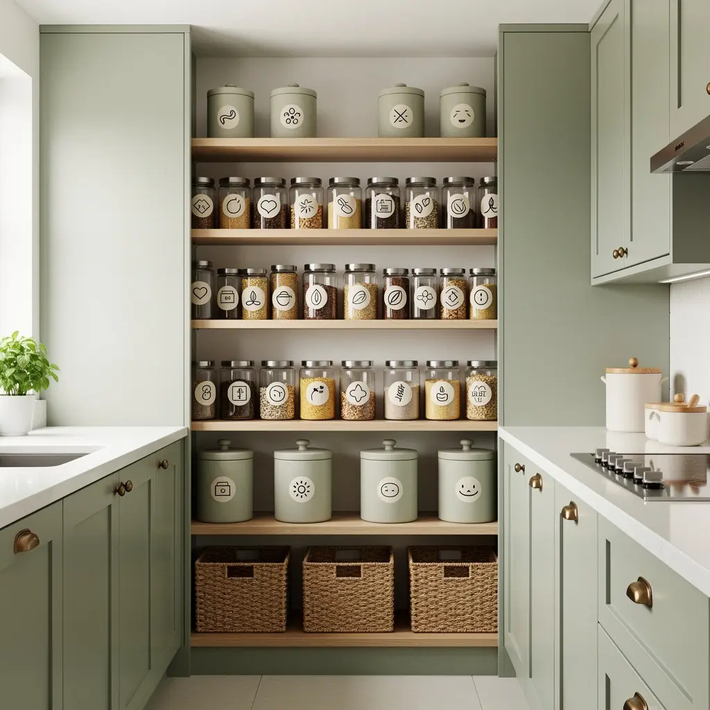 Modern Sage Green Kitchen Organization