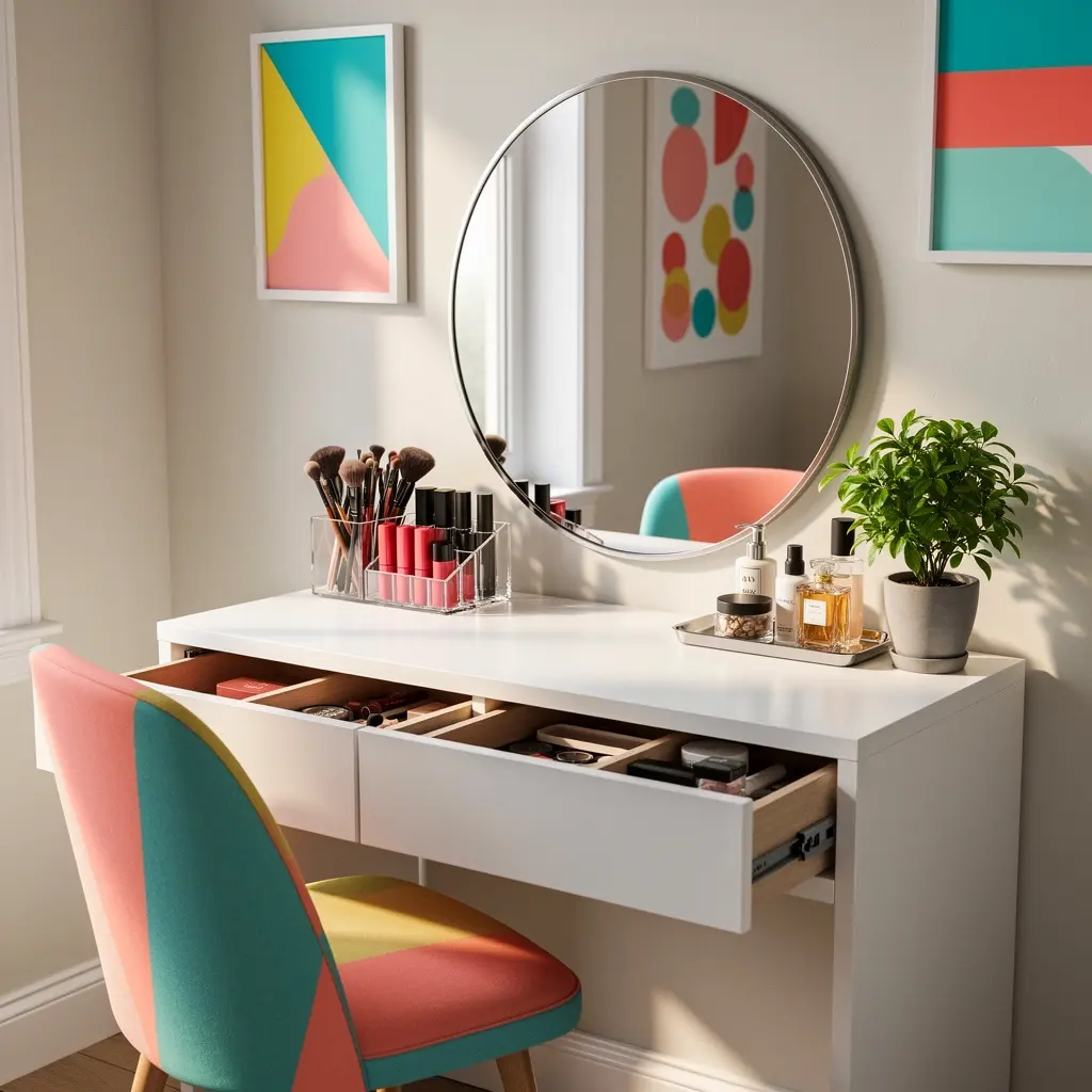 Modern Colorful Pop Vanity Corner Ideas
