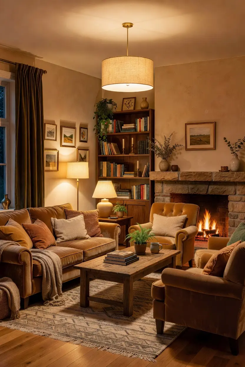 Cozy Living Room Ideas with Warm Lighting