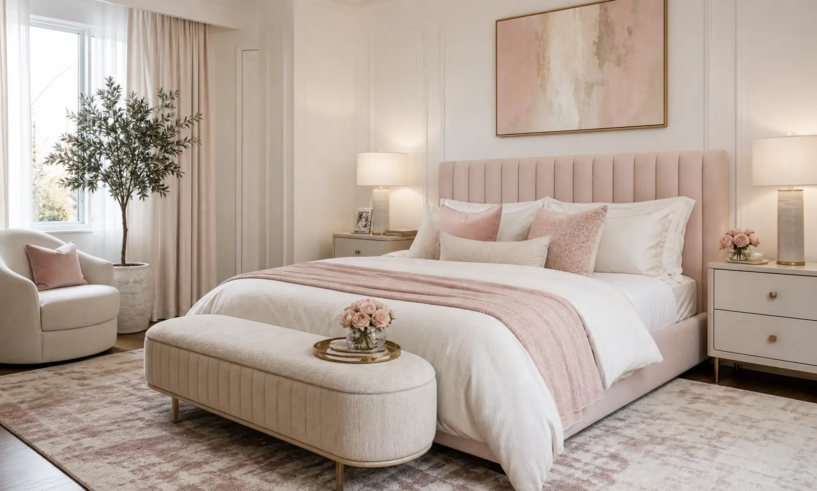 Blush Pink & Off-White Bedroom Ideas