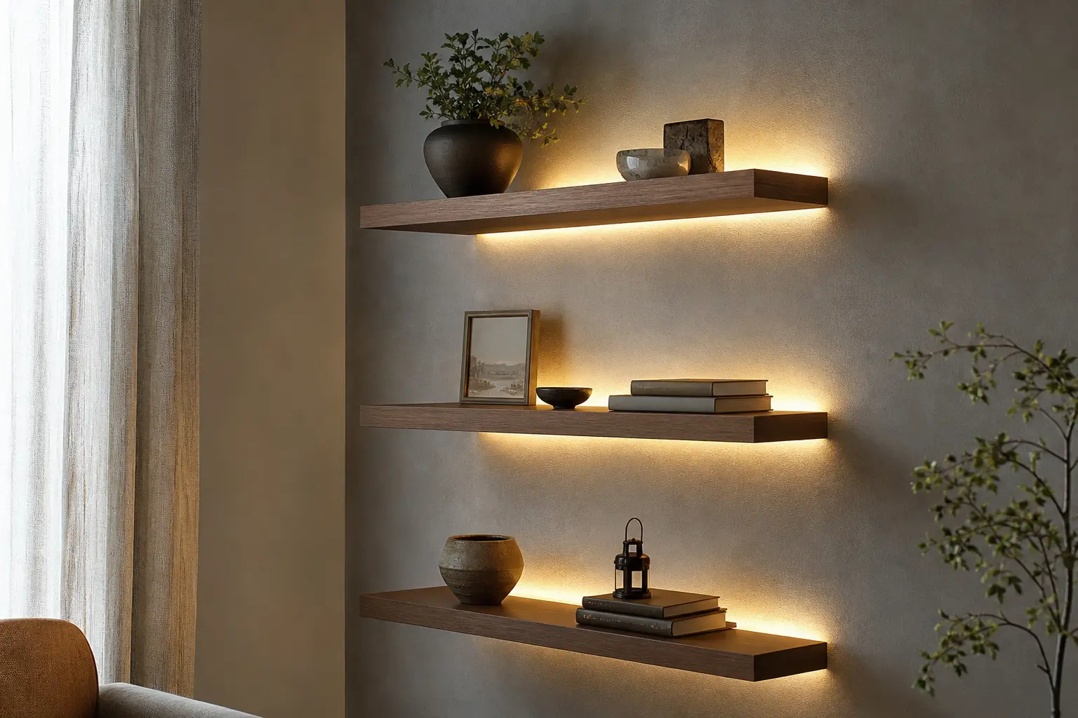 Aesthetic Backlit Floating Shelf Ideas