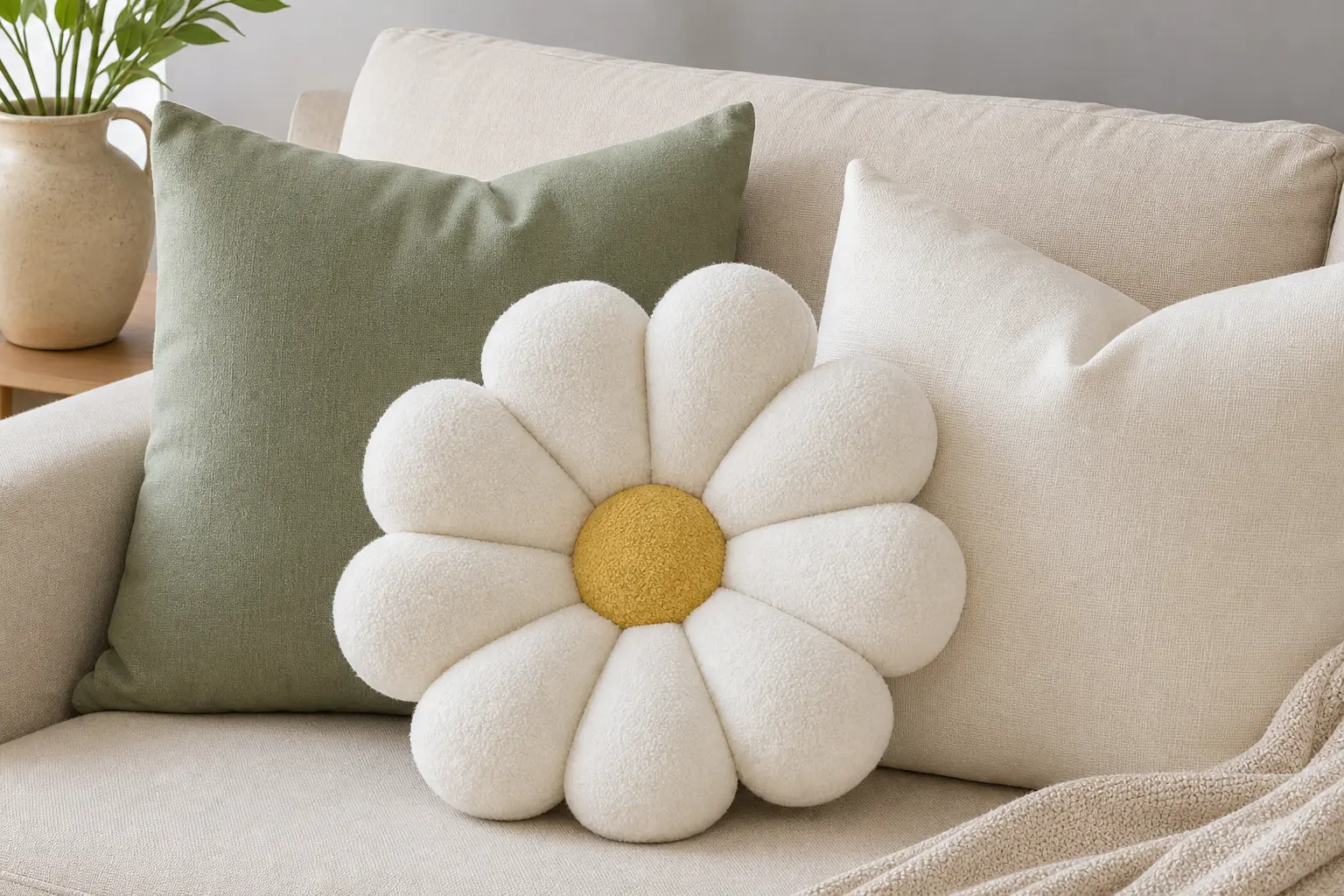 Sage Green Flower Pillow Ideas