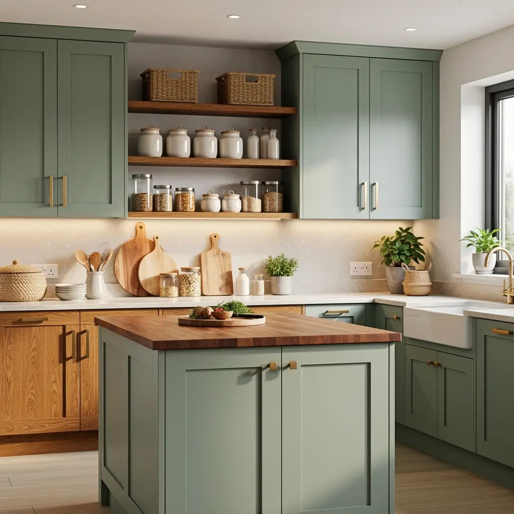 Modern Sage Green Kitchen Organization