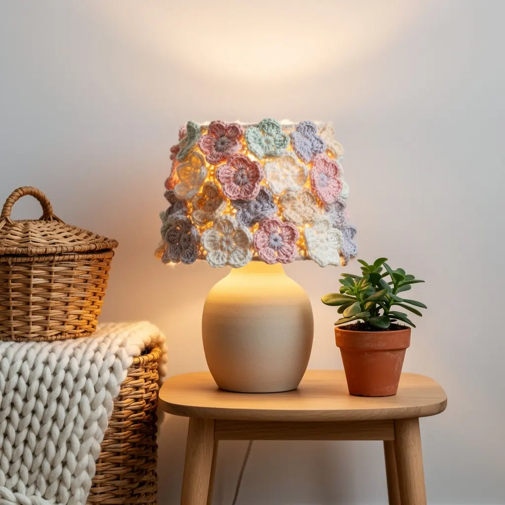 Crochet Flower Lamp Decor