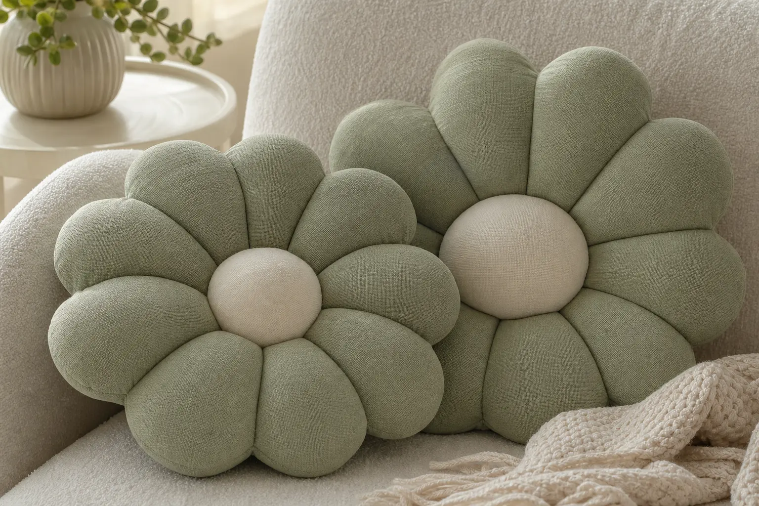 Sage Green Flower Pillow Ideas