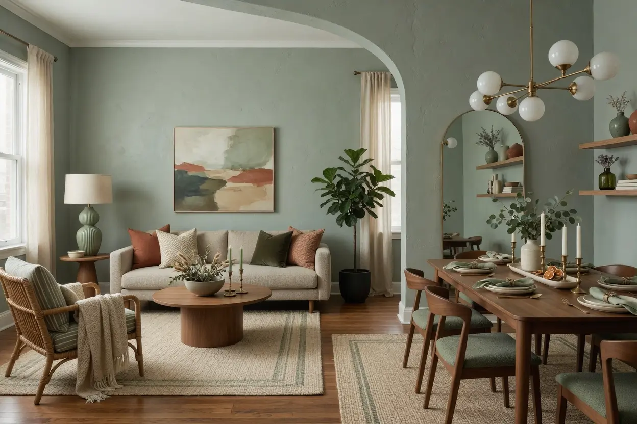 Modern Sage Green Living Room