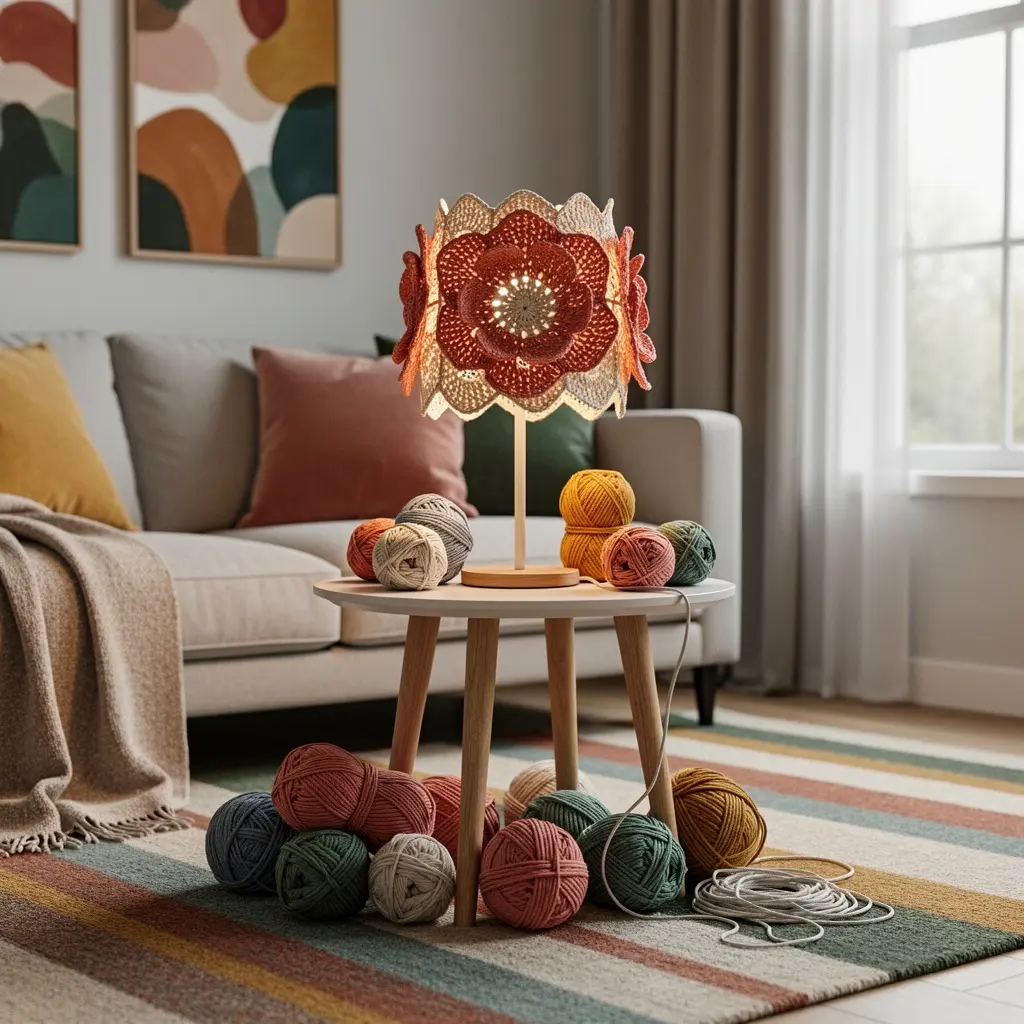Crochet Flower Lamp Decor