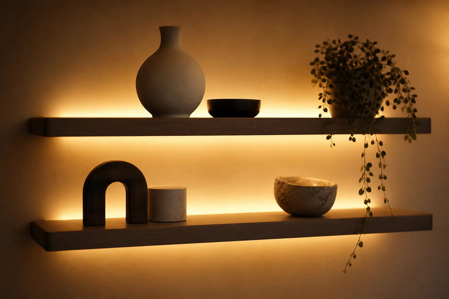 Aesthetic Backlit Floating Shelf Ideas