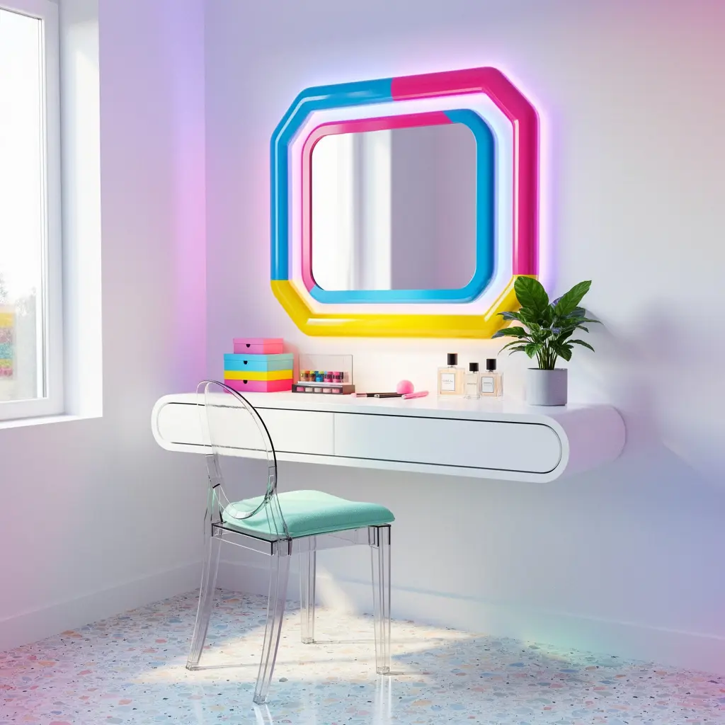 Modern Colorful Pop Vanity Corner Ideas