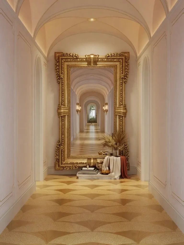 Vista Arched Floor Golden Frame Mirror Ideas