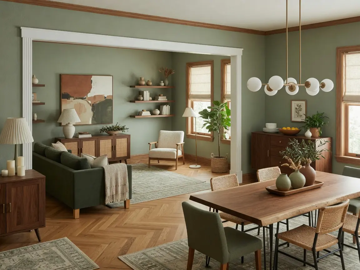 Modern Sage Green Living Room