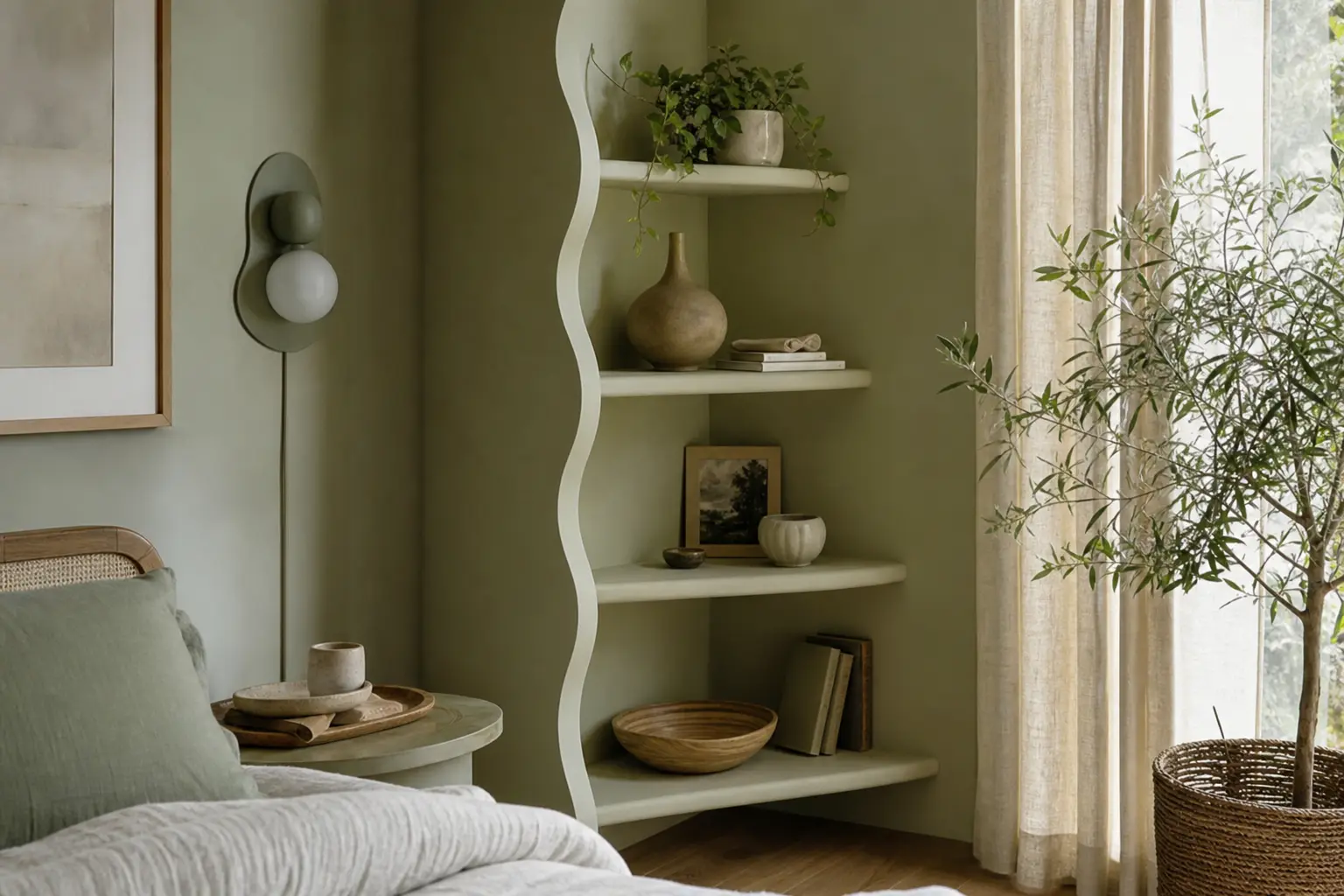Wavy Corner Shelf Decor Ideas