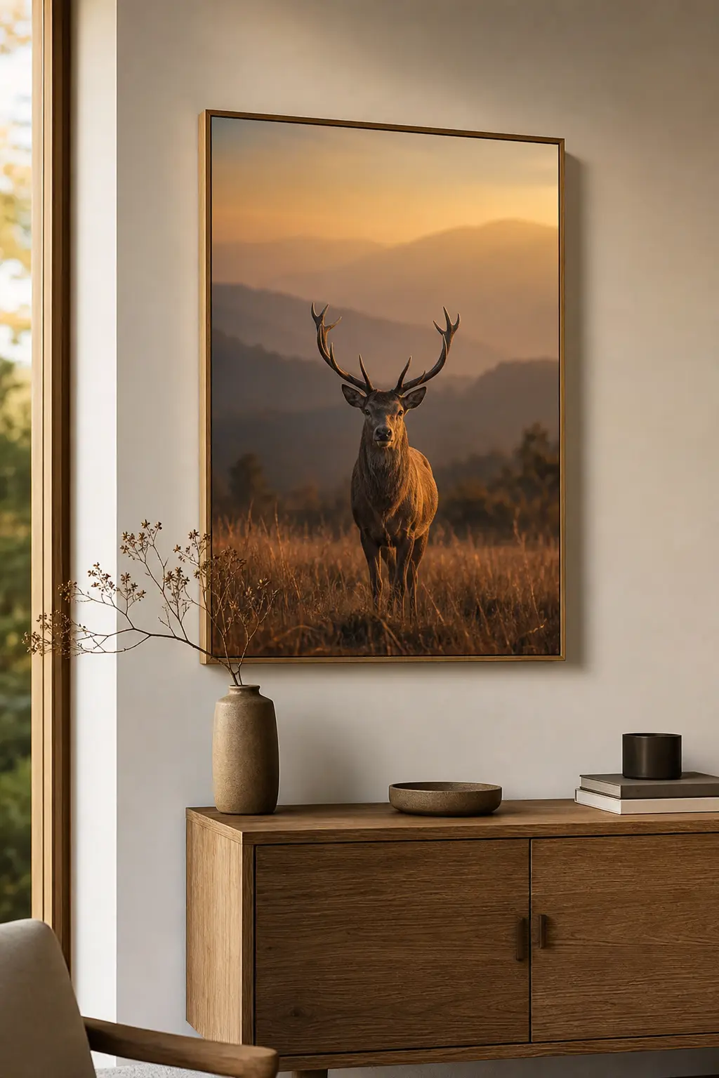 Golden Hour Stag Minimalist Nature Wall Art Ideas