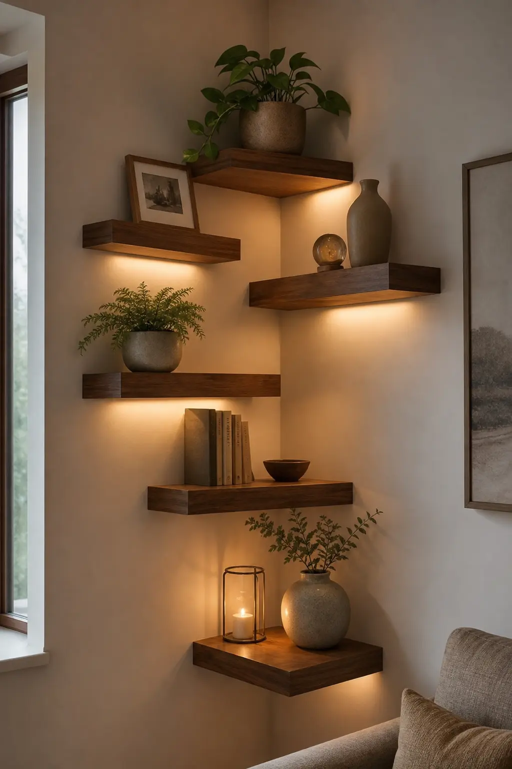 Cozy Floating Corner Shelf Ideas