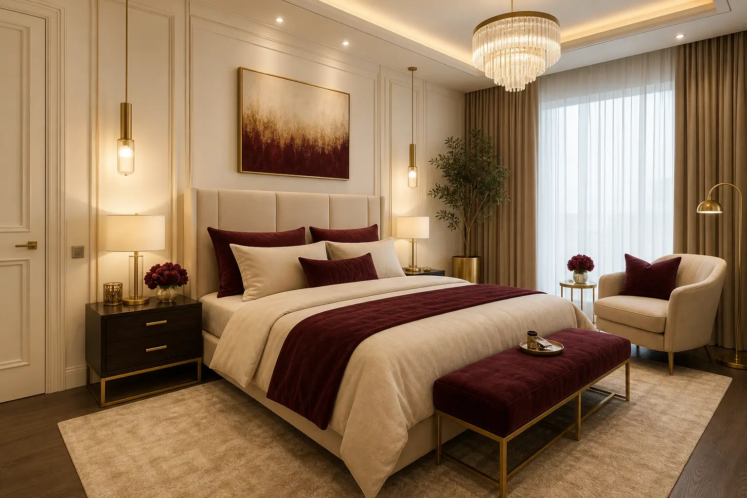 Modern Luxury Bedroom Design Ideas with Warm White