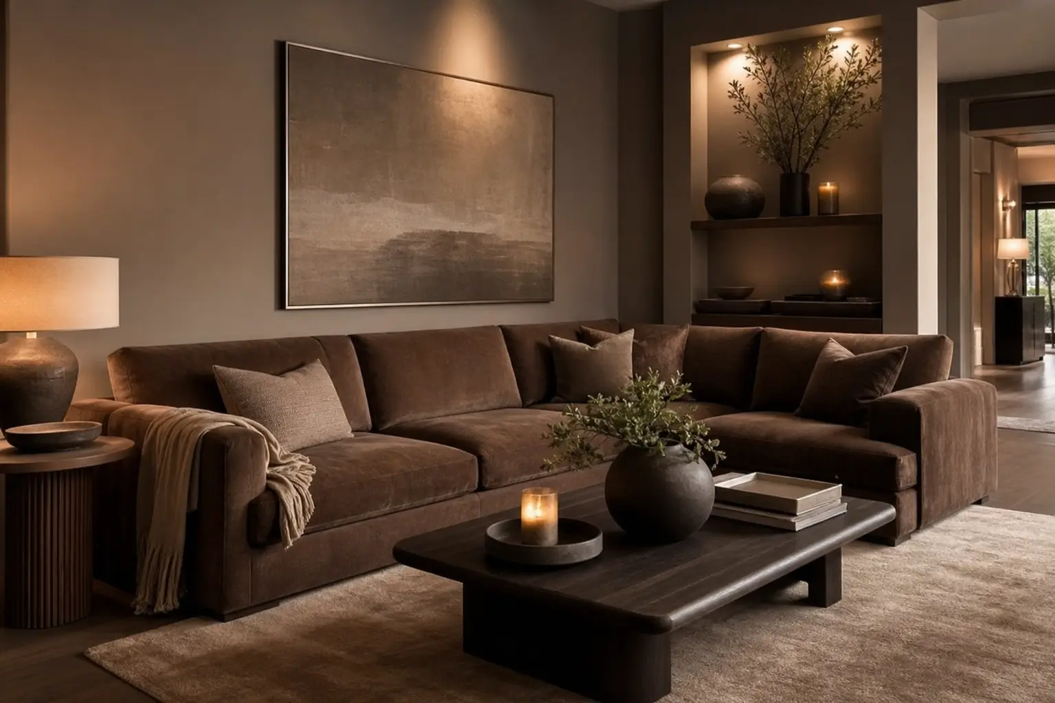 Warm & Cozy Mocha Brown Living Room Ideas