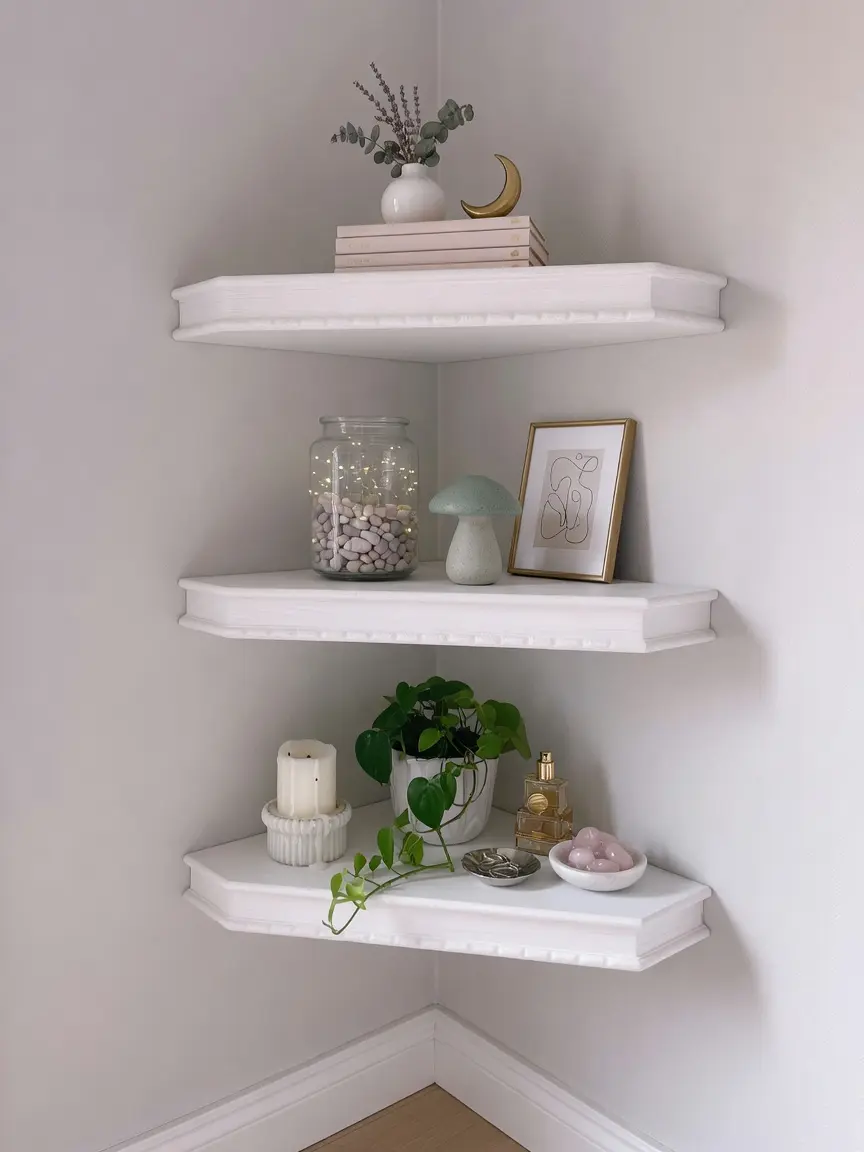 White Corner Wall Shelf Ideas