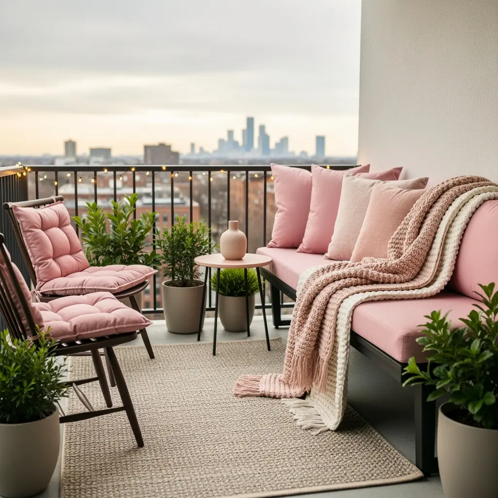 Cozy Blush Pink Balcony Ideas