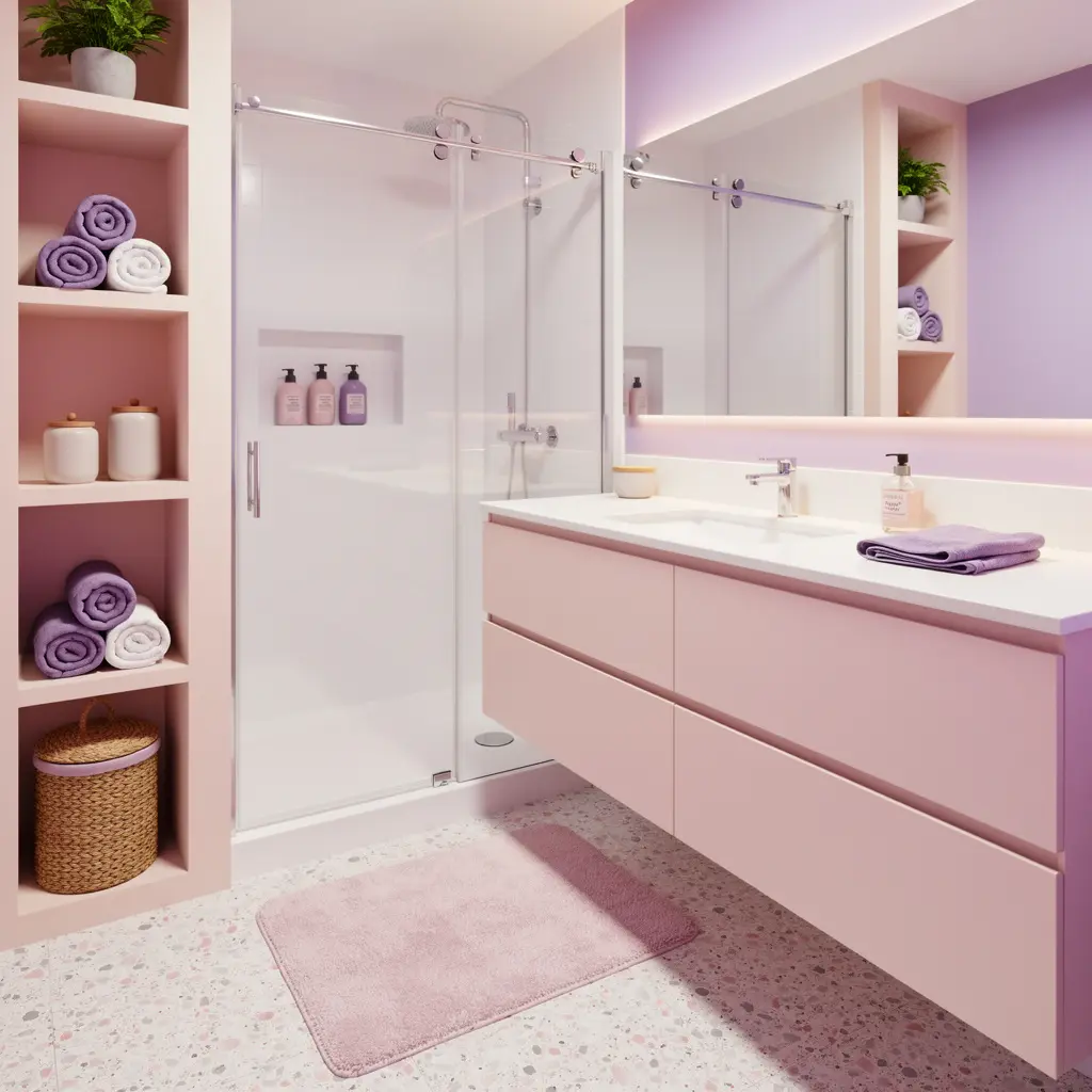 Pink and Purple Cozy Bathroom Aesthetic Ideas