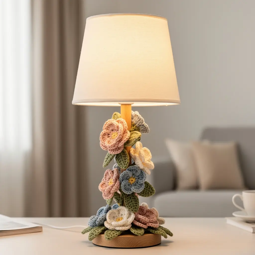 Crochet Flower Lamp Decor