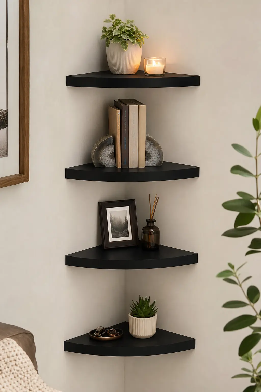 Black Corner Floating Shelf Ideas