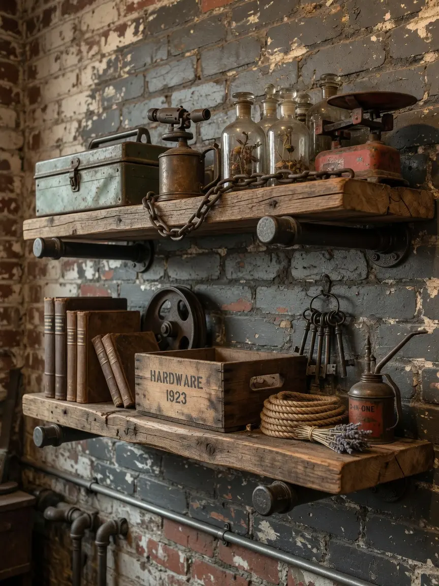 Industrial Pipe Wall Shelves