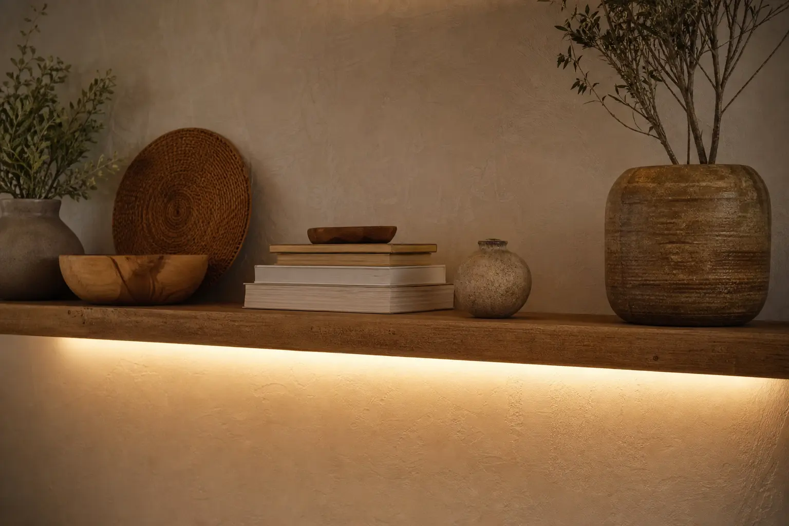 Aesthetic Warm Lit Floating Shelf Ideas