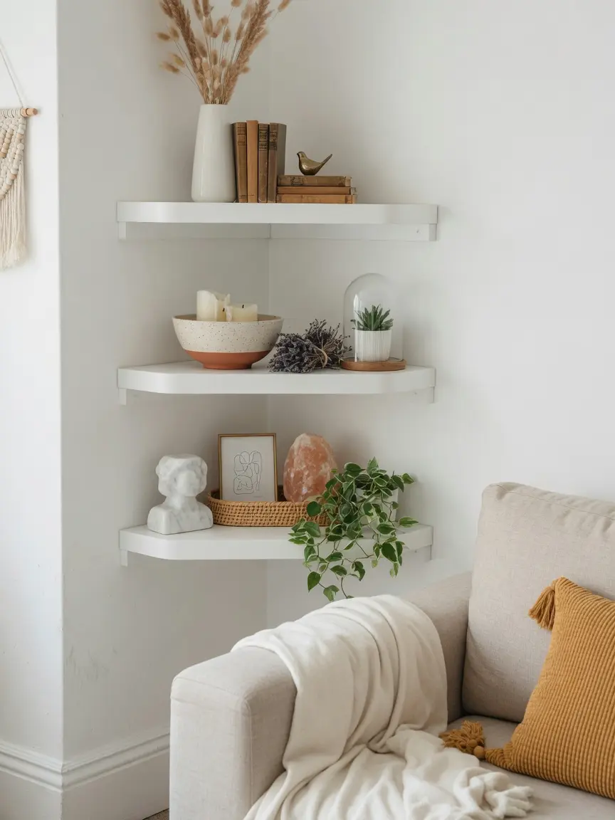 White Corner Wall Shelf Ideas