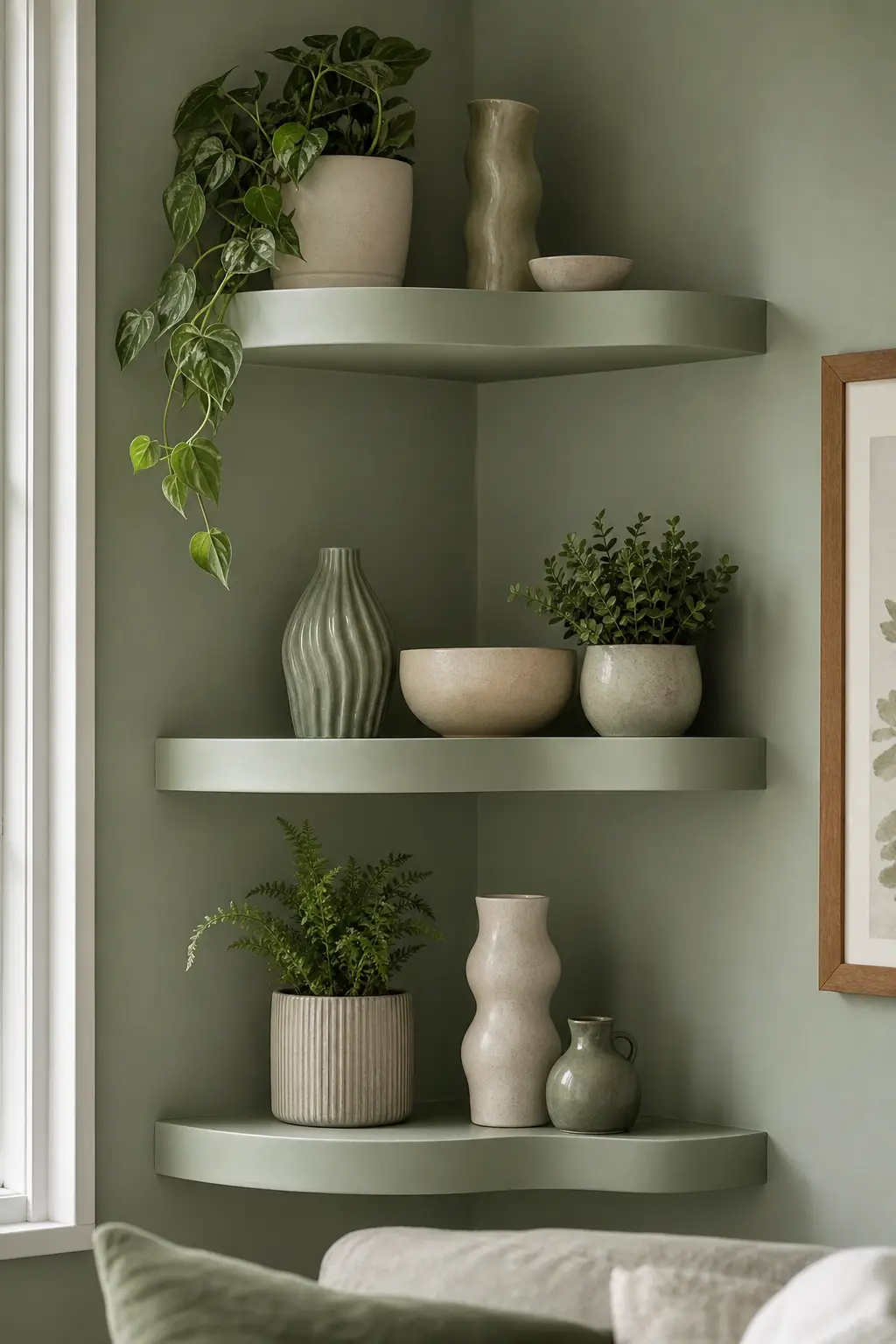 Wavy Corner Shelf Decor Ideas