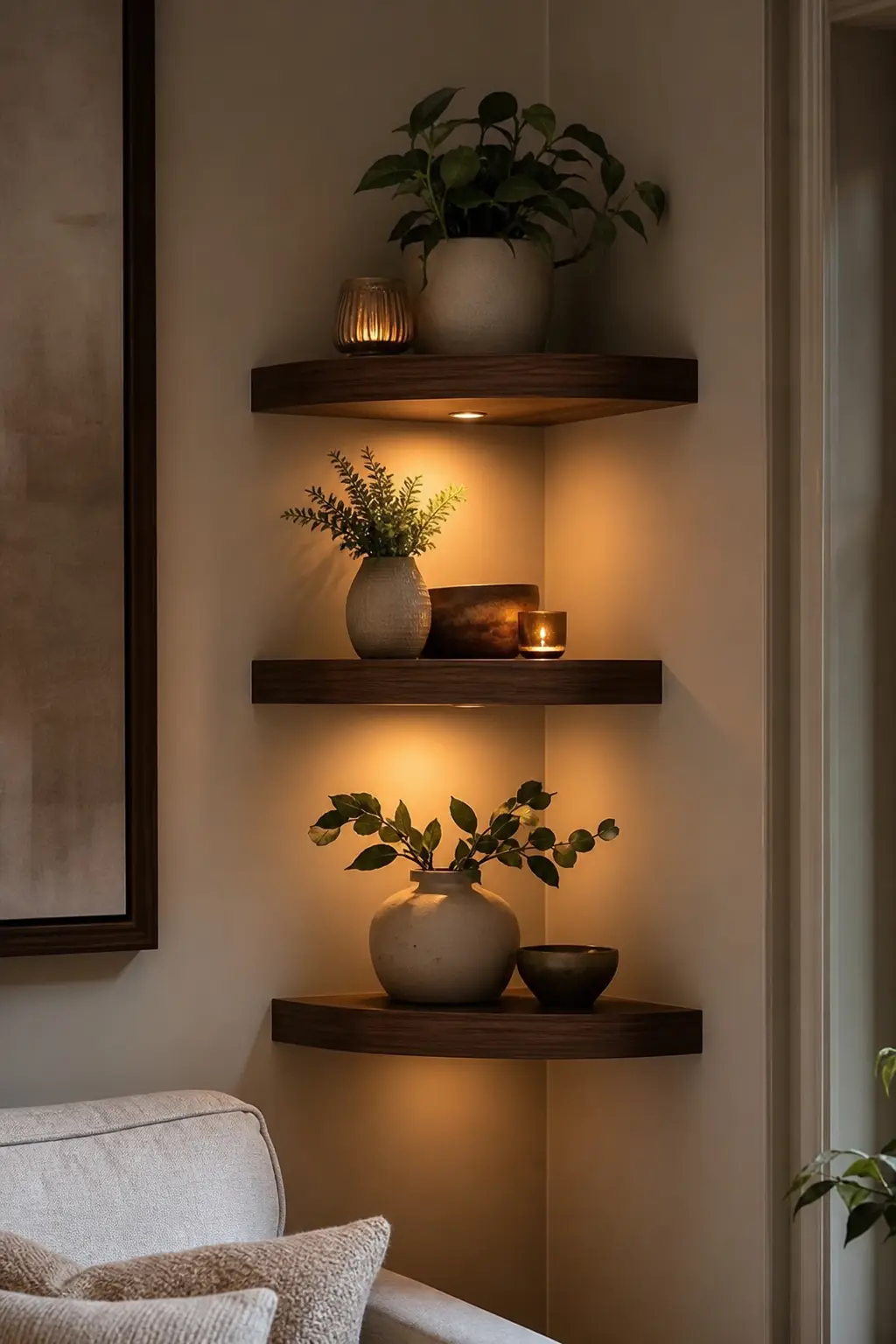 Cozy Floating Corner Shelf Ideas