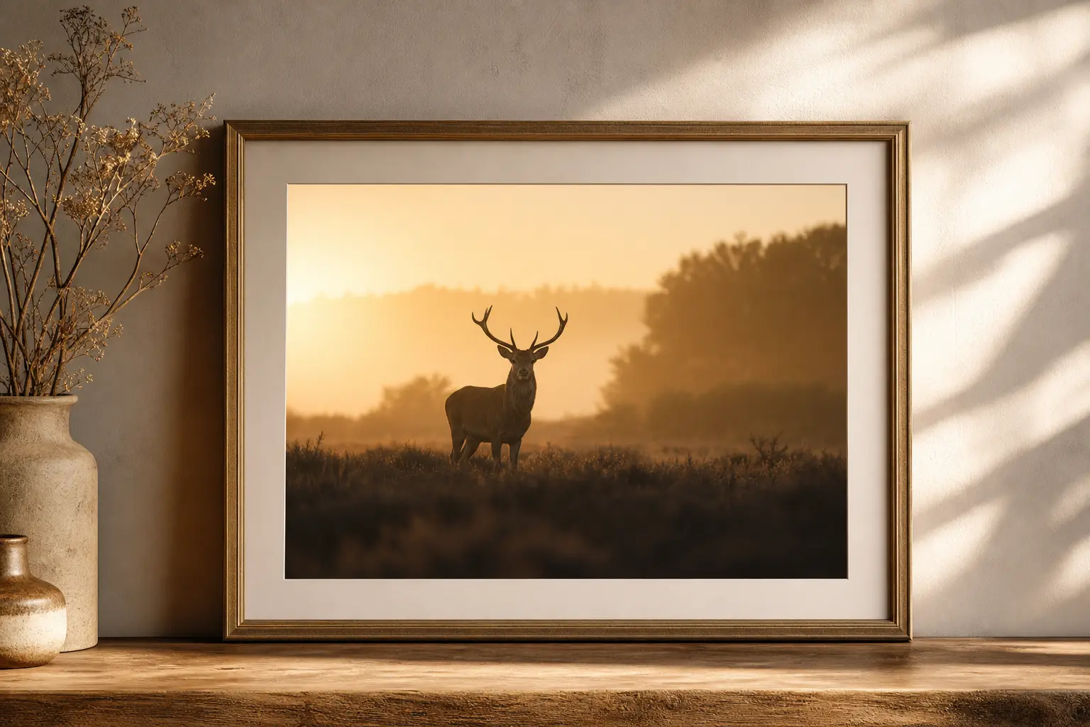 Golden Hour Stag Minimalist Nature Wall Art Ideas