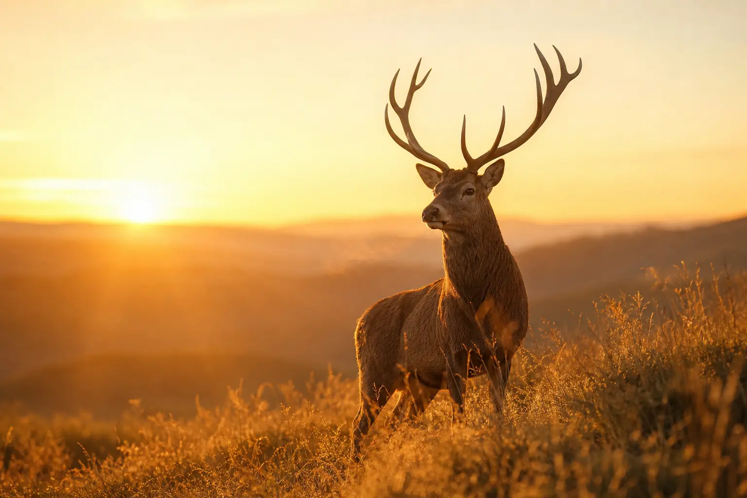 Golden Hour Stag Minimalist Nature Wall Art Ideas