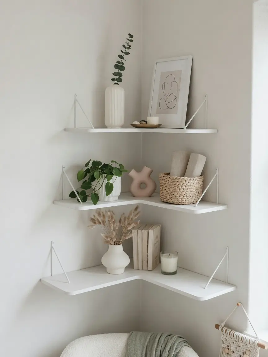 White Corner Wall Shelf Ideas