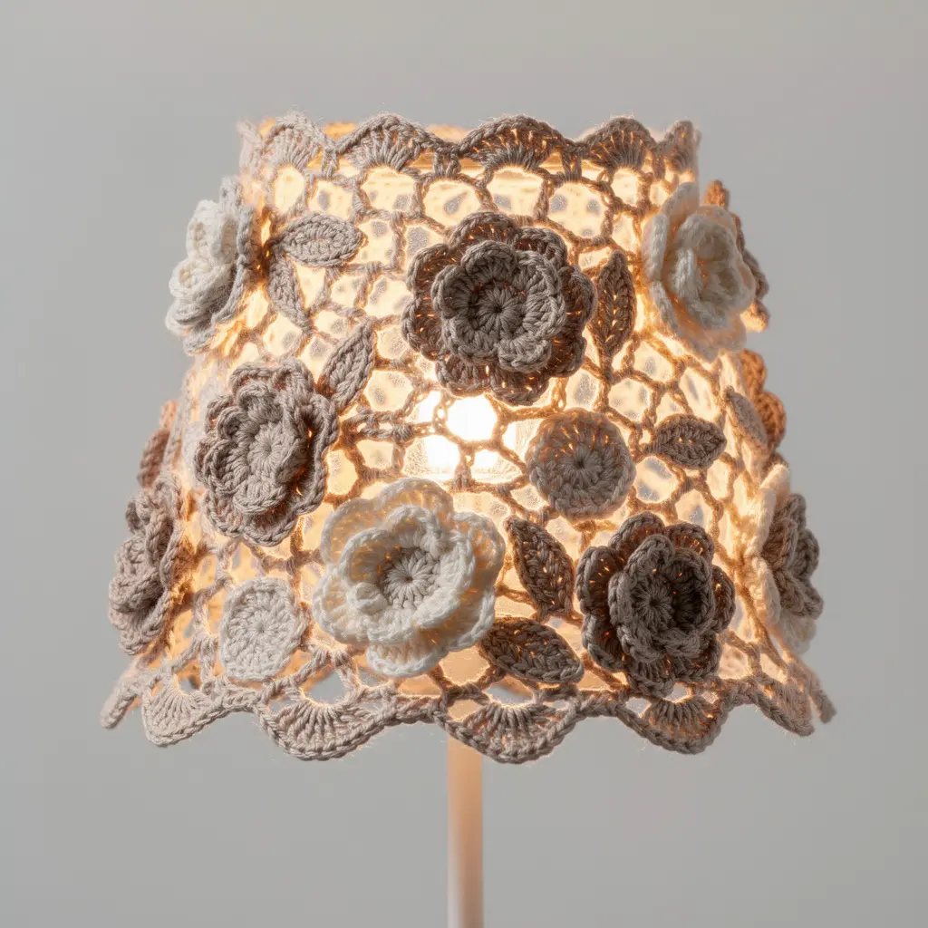 Crochet Flower Lamp Decor
