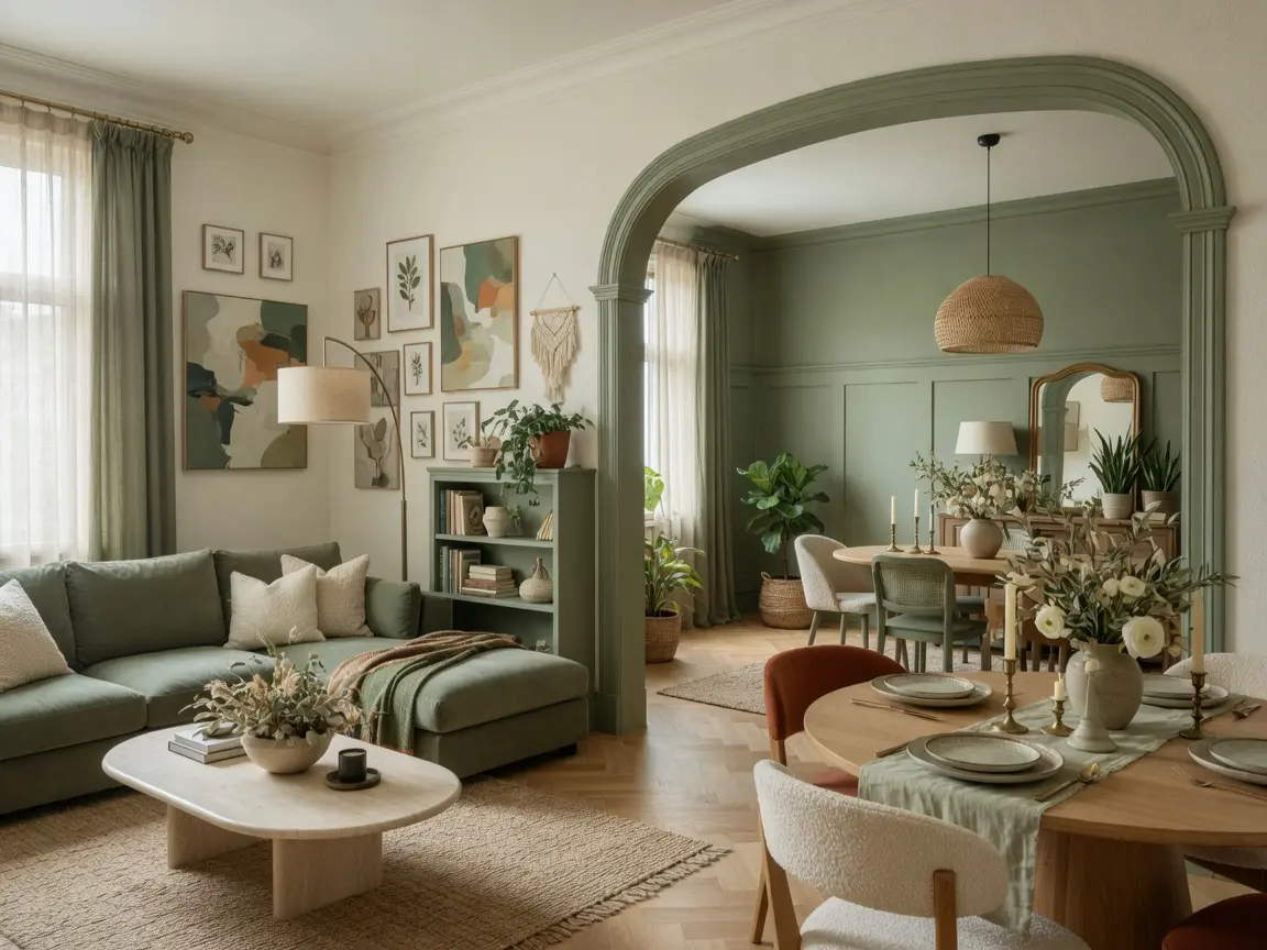 Modern Sage Green Living Room