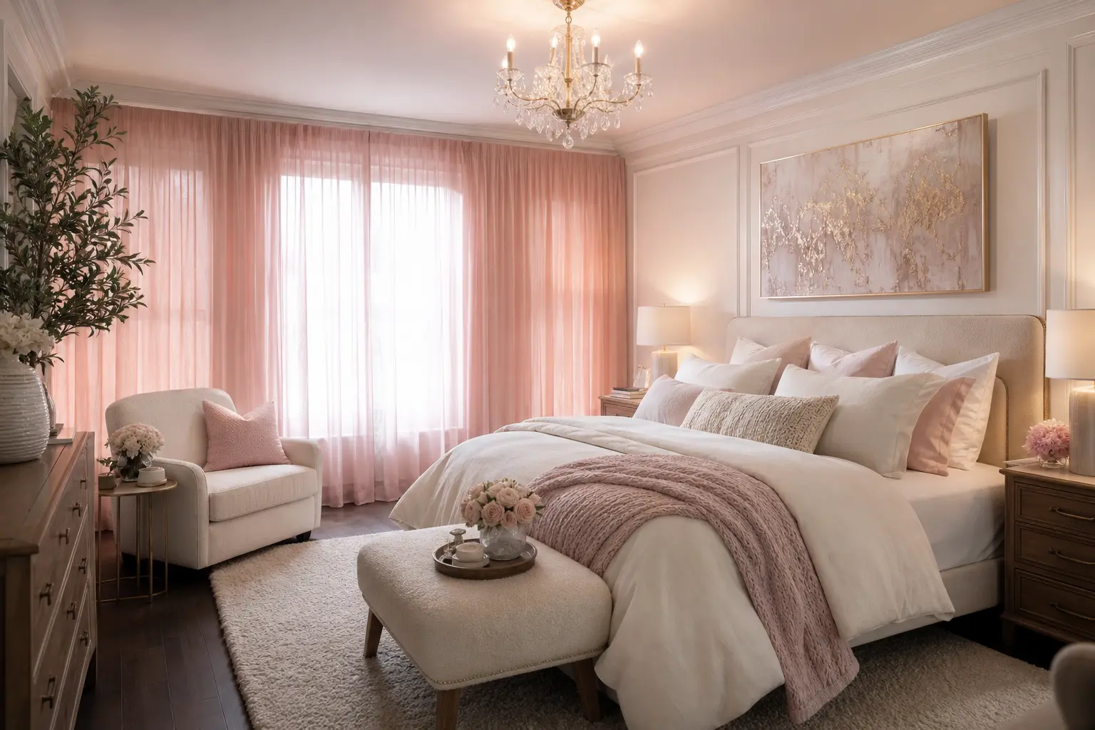 Blush Pink & Off-White Bedroom Ideas