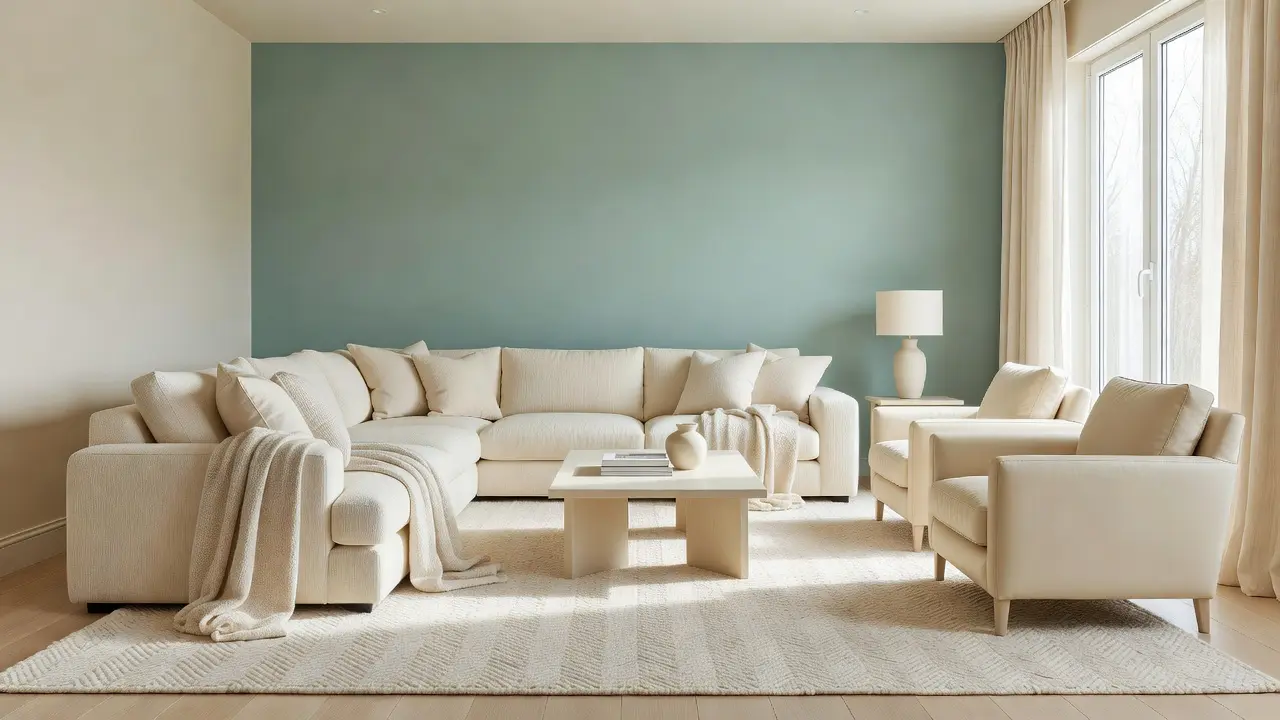 Teal Blue and Cream Living Room Ideas