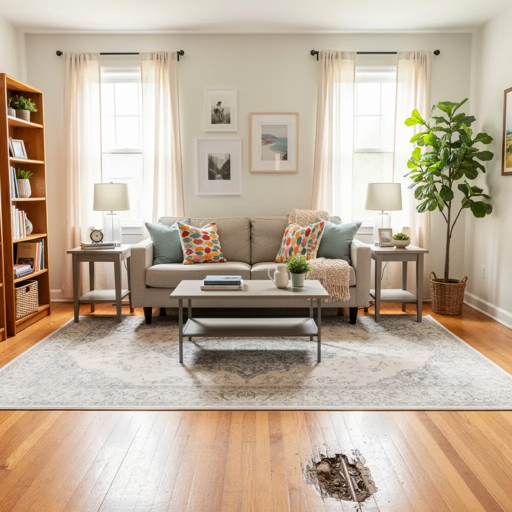 Budget Friendly Living Room Floor Makeover
