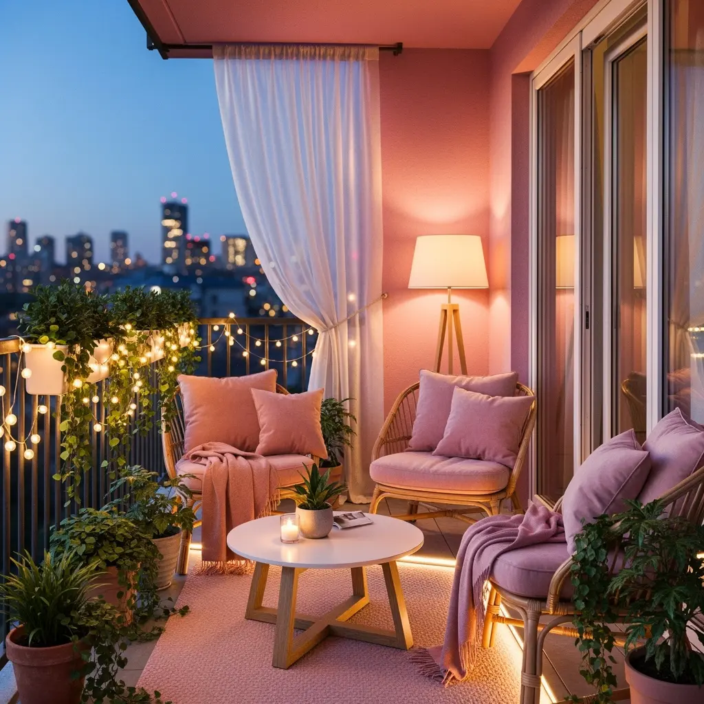 Cozy Blush Pink Balcony Ideas