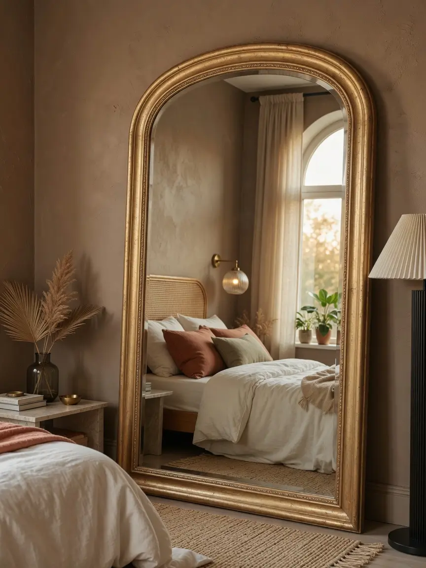Vista Arched Floor Golden Frame Mirror Ideas
