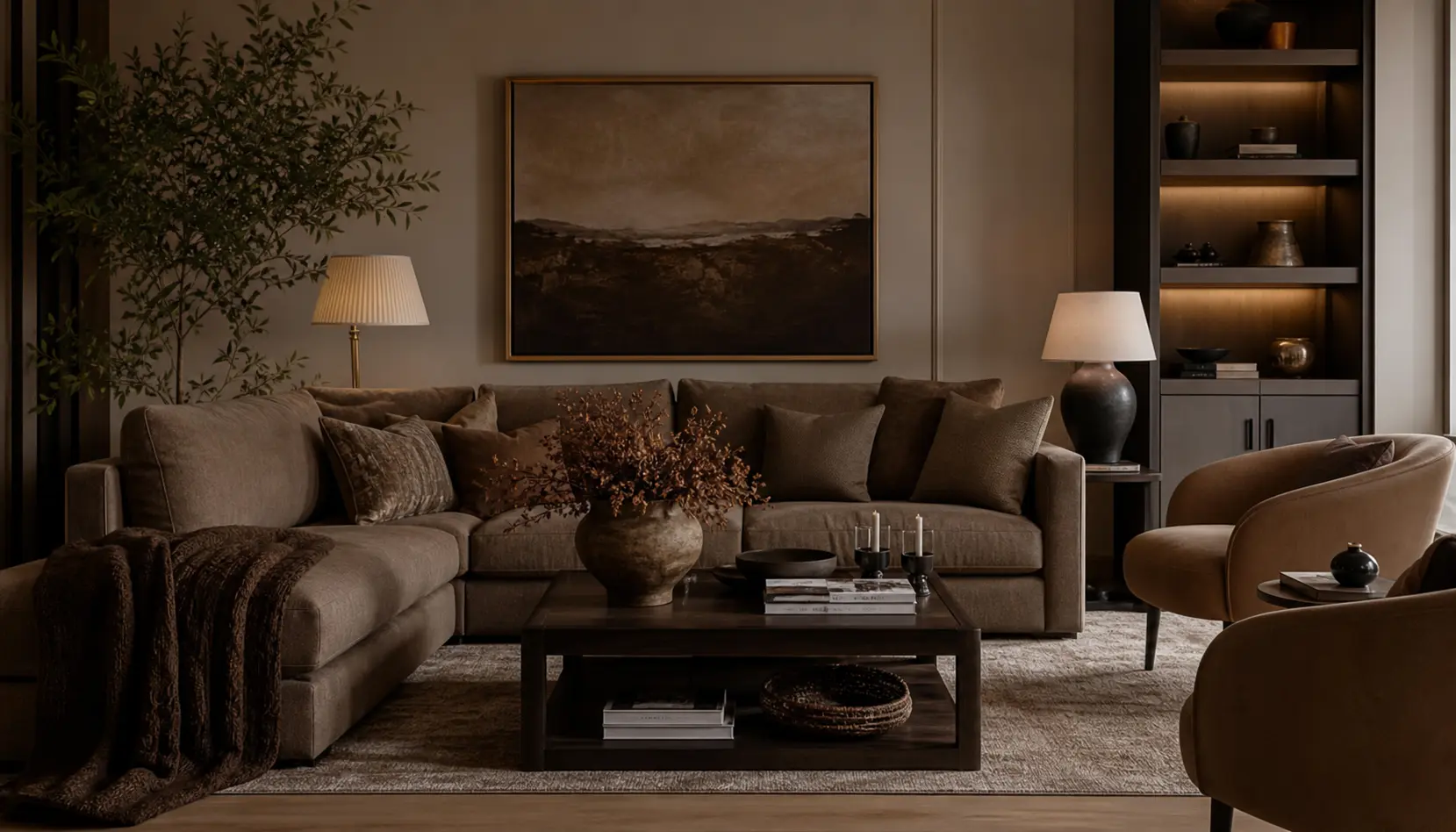 Warm & Cozy Mocha Brown Living Room Ideas